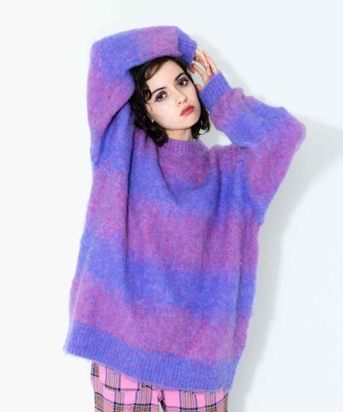 Candy Stripper（キャンディストリッパー）の「FLUFFY BORDER ニット（ニット/セーター・レディース・ラベンダー/ライトブルー/ブラウン・2）」の18枚目の写真