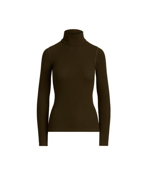 POLO RALPH LAUREN（ポロ ラルフ ローレン）の「ストレッチ リブド タートルネック（Tシャツ/カットソー・レディース・グリーン・S/M/L/XS/XXS）」の2枚目の写真