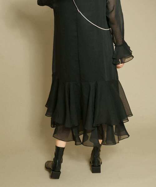 KBF（ケイビーエフ）の「シアーラッフルワンピース（ワンピース・レディース・ライトベージュ/ライトブルー/ブラック・ONE）」の16枚目の写真