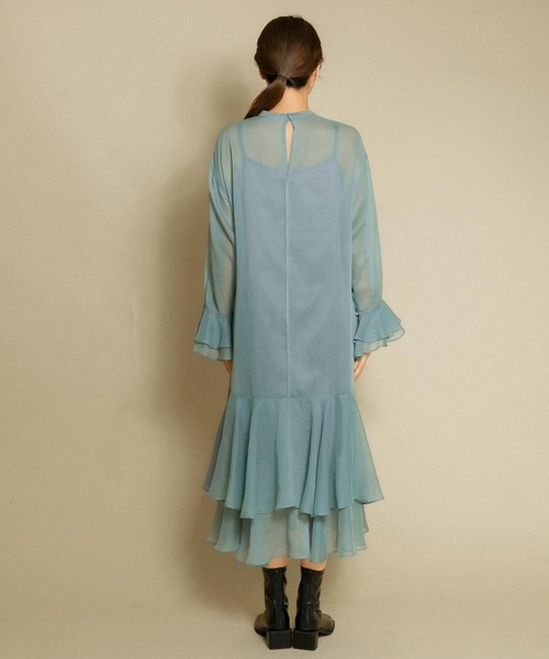 KBF（ケイビーエフ）の「シアーラッフルワンピース（ワンピース・レディース・ライトベージュ/ライトブルー/ブラック・ONE）」の22枚目の写真