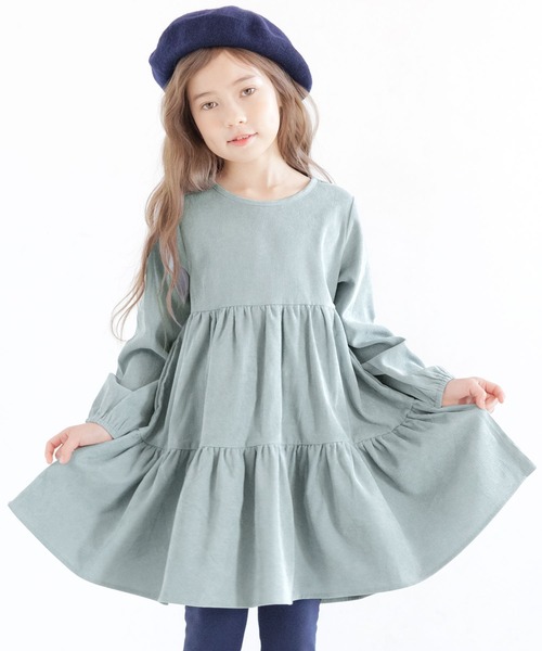 Bee des Bee（ビーデスビー）の「コーデュロイ風 ティアードワンピース（ワンピース・キッズ・ラベンダー/チャコール/ブラウン/ブラック/テラコッタ/ブルー系その他/ライトグレー/セージグリーン/オレンジ系/ブルー系その他2/ミント/ベージュ/ピンク系/グリーン系その他/ピンク系1/パープル/ピンクベージュ/ピンク系3/アイボリー/パープル系その他/ライトブルー/ブルー系その他3・140cm/110cm/100cm/130cm/120cm/150cm）」の13枚目の写真