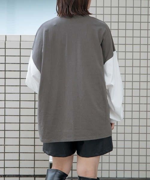 PairPair（ペアペア）の「ポケット付きBASICロンT(ユニセックス)（Tシャツ/カットソー・レディース・ライトカーキ/オフホワイト/ブルー系その他/グレイッシュブルー/ブラック系その他/ブラウン/スミクロ・FREE）」の18枚目の写真
