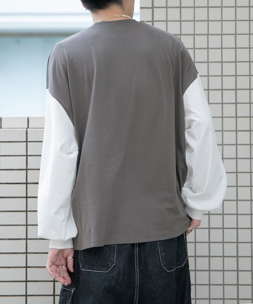 PairPair（ペアペア）の「ポケット付きBASICロンT(ユニセックス)（Tシャツ/カットソー・レディース・ライトカーキ/オフホワイト/ブルー系その他/グレイッシュブルー/ブラック系その他/ブラウン/スミクロ・FREE）」の22枚目の写真