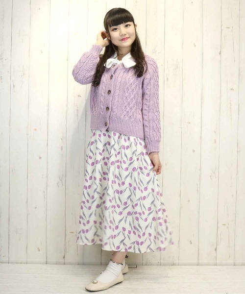 Clice de Paris（クリシェドゥパリス）の「K/ケーブル編みカーディガン（カーディガン/ボレロ・レディース・ベージュ/アイボリー/ラベンダー・ONESIZE）」の10枚目の写真