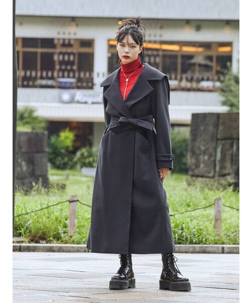 jouetie（ジュエティ）の「セーラーカラーコート（チェスターコート・レディース・ベージュ/ネイビー/レッド・MEDIUM）」の14枚目の写真