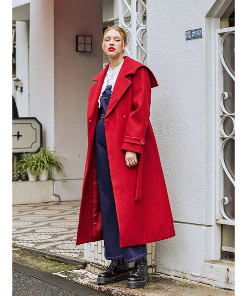 jouetie（ジュエティ）の「セーラーカラーコート（チェスターコート・レディース・ベージュ/ネイビー/レッド・MEDIUM）」の19枚目の写真