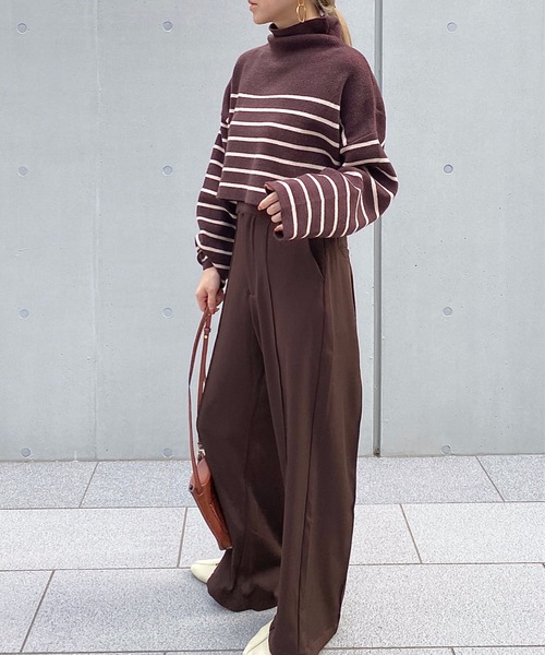 StyleSea（スタイルシー）の「メッシュニットショートプルオーバー（ニット/セーター・レディース・オフホワイト/ベージュ/ブラック/アイボリー/ホワイト系その他/グレイッシュベージュ/ブラウン系その他・MEDIUM/FREE）」の17枚目の写真