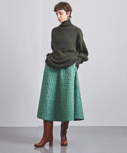 BATONER(バトナー)の「<BATONER(バトナー)>ハイネック チュニックニット(ニット/セーター・レディース・グレー/オリーブ・1)」の2枚目の写真