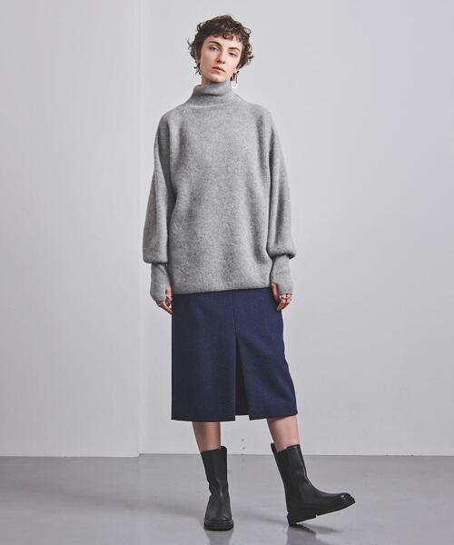 BATONER(バトナー)の「<BATONER(バトナー)>ハイネック チュニックニット(ニット/セーター・レディース・グレー/オリーブ・1)」の5枚目の写真