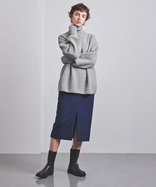 BATONER(バトナー)の「<BATONER(バトナー)>ハイネック チュニックニット(ニット/セーター・レディース・グレー/オリーブ・1)」の7枚目の写真