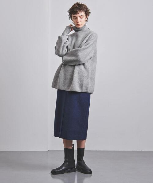 BATONER(バトナー)の「<BATONER(バトナー)>ハイネック チュニックニット(ニット/セーター・レディース・グレー/オリーブ・1)」の8枚目の写真