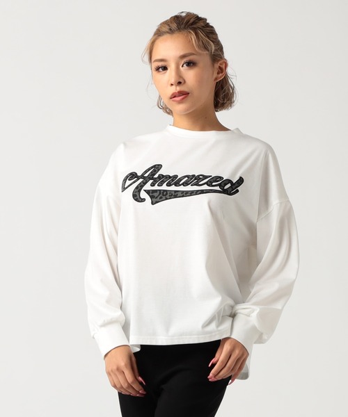 CECIL McBEE（セシルマクビー）の「アニマルロゴプリントトップス（Tシャツ/カットソー・レディース・ブラック/オフホワイト・MEDIUM）」の2枚目の写真