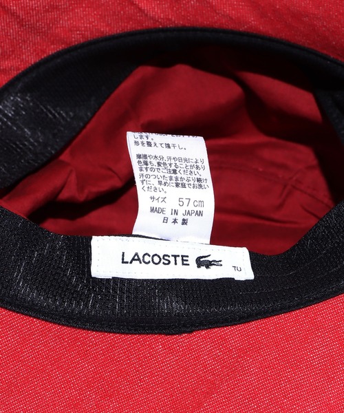 LACOSTE(ラコステ)の「LACOSTE/ラコステ 無地バケットハット ユニセックス(ハット・メンズ・ベージュ/レッド・FREE)」の6枚目の写真