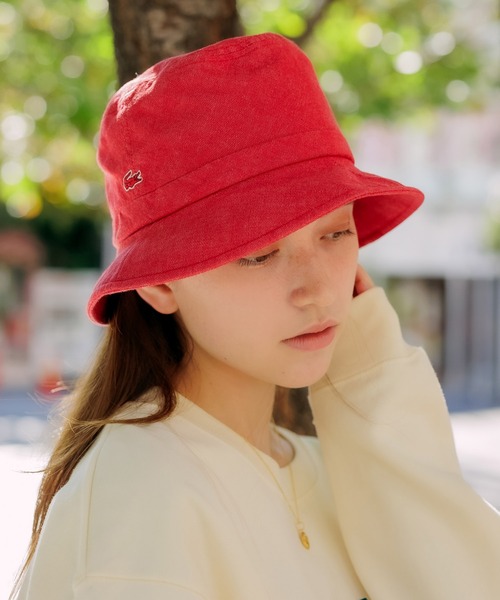 LACOSTE(ラコステ)の「LACOSTE/ラコステ 無地バケットハット ユニセックス(ハット・メンズ・ベージュ/レッド・FREE)」の19枚目の写真