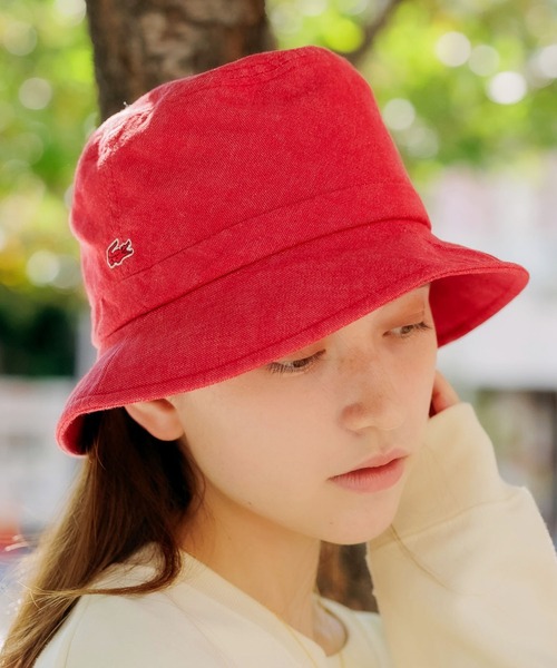 LACOSTE(ラコステ)の「LACOSTE/ラコステ 無地バケットハット ユニセックス(ハット・メンズ・ベージュ/レッド・FREE)」の20枚目の写真