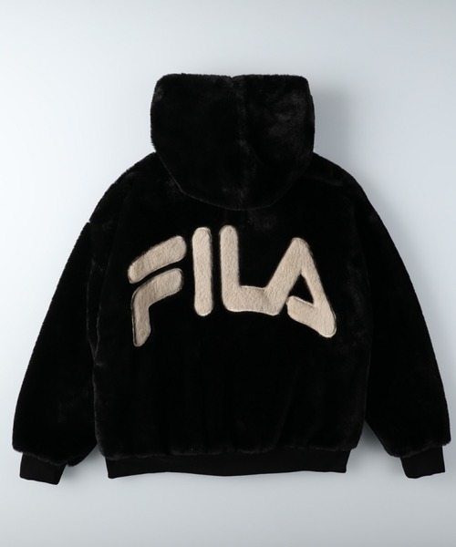 FILA♡【美品❣️】ふわふわフェイクファーのフーディベストＬ リボン付き ふわふわ ファー ベスト le reve vaniller 全2色