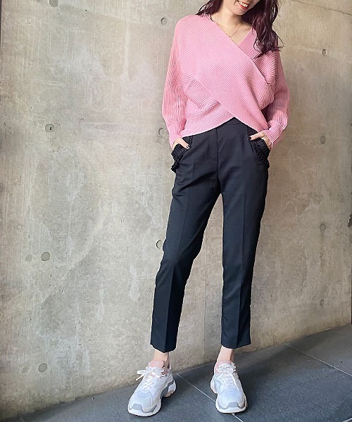 GALENA（ガレナ）の「【GALENA/ガレナ】クロス編みニット（ニット/セーター・レディース・ライトピンク/ホワイト/ライトブルー/ブラック・FREE）」の8枚目の写真