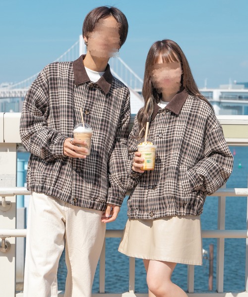 PairPair(ペアペア)の「起毛チェックブルゾン(ユニセックス)(ブルゾン・レディース・モカ/キャメル・MEDIUM/LARGE)」の3枚目の写真