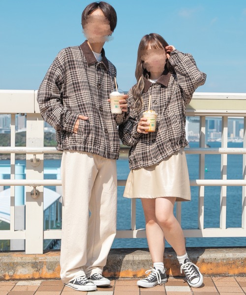 PairPair(ペアペア)の「起毛チェックブルゾン(ユニセックス)(ブルゾン・レディース・モカ/キャメル・MEDIUM/LARGE)」の4枚目の写真