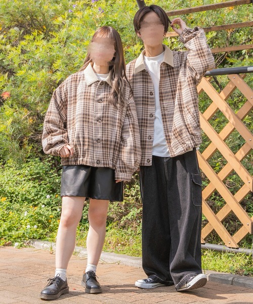 PairPair(ペアペア)の「起毛チェックブルゾン(ユニセックス)(ブルゾン・レディース・モカ/キャメル・MEDIUM/LARGE)」の11枚目の写真