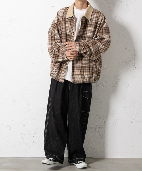 PairPair(ペアペア)の「起毛チェックブルゾン(ユニセックス)(ブルゾン・レディース・モカ/キャメル・MEDIUM/LARGE)」の16枚目の写真