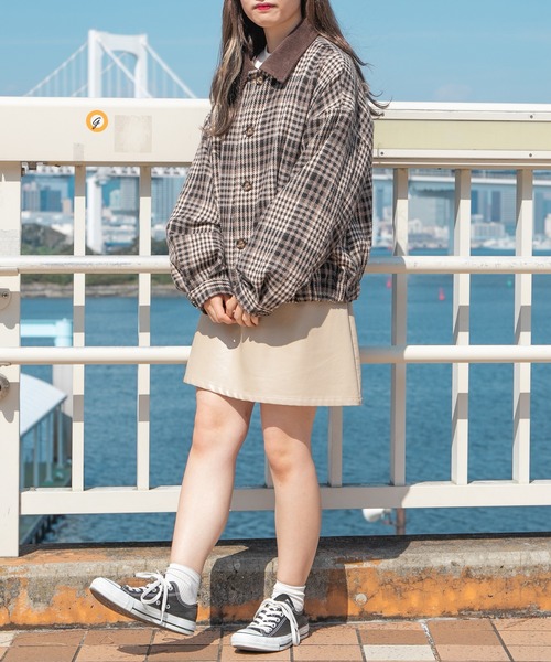 PairPair(ペアペア)の「起毛チェックブルゾン(ユニセックス)(ブルゾン・レディース・モカ/キャメル・MEDIUM/LARGE)」の6枚目の写真