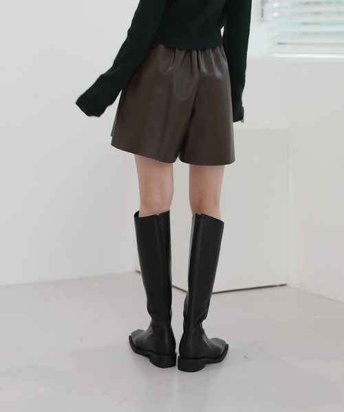 by muni:r（バイ ムニール）の「Aライン ショートパンツ（スカート・レディース・ブラック/ベージュ/ブラウン・FREE）」の11枚目の写真