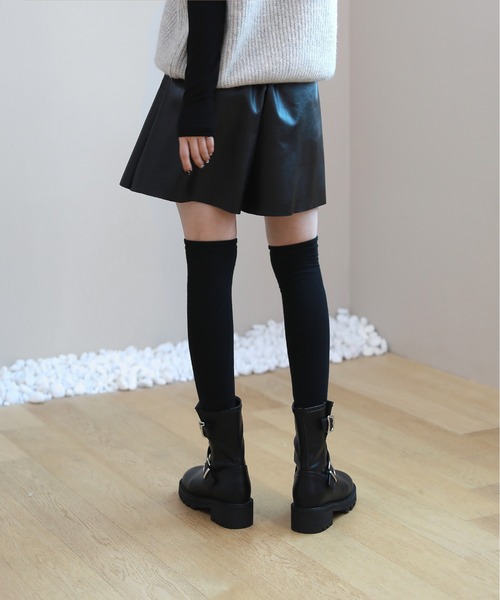 by muni:r（バイ ムニール）の「Aライン ショートパンツ（スカート・レディース・ブラック/ベージュ/ブラウン・FREE）」の4枚目の写真