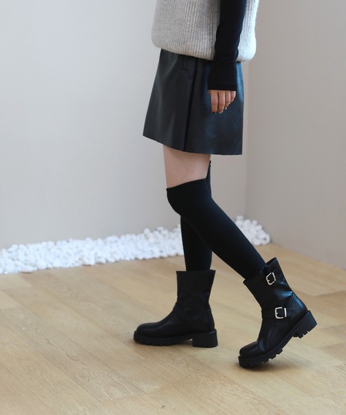 by muni:r（バイ ムニール）の「Aライン ショートパンツ（スカート・レディース・ブラック/ベージュ/ブラウン・FREE）」の5枚目の写真