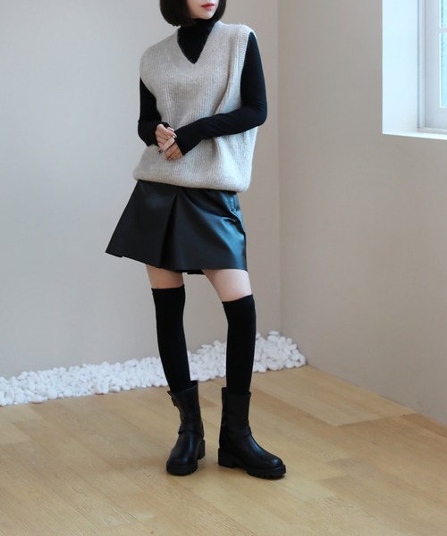 by muni:r（バイ ムニール）の「Aライン ショートパンツ（スカート・レディース・ブラック/ベージュ/ブラウン・FREE）」の6枚目の写真