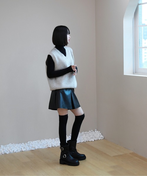 by muni:r（バイ ムニール）の「Aライン ショートパンツ（スカート・レディース・ブラック/ベージュ/ブラウン・FREE）」の8枚目の写真