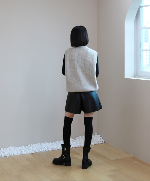 by muni:r（バイ ムニール）の「Aライン ショートパンツ（スカート・レディース・ブラック/ベージュ/ブラウン・FREE）」の9枚目の写真