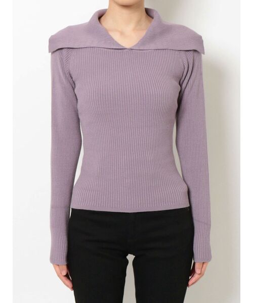 EMODA（エモダ）の「オーバーカラーデコルテニット（ニット/セーター・レディース・ブラック/パープル/グレー/ライム・FREE）」の15枚目の写真