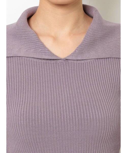 EMODA（エモダ）の「オーバーカラーデコルテニット（ニット/セーター・レディース・ブラック/パープル/グレー/ライム・FREE）」の12枚目の写真