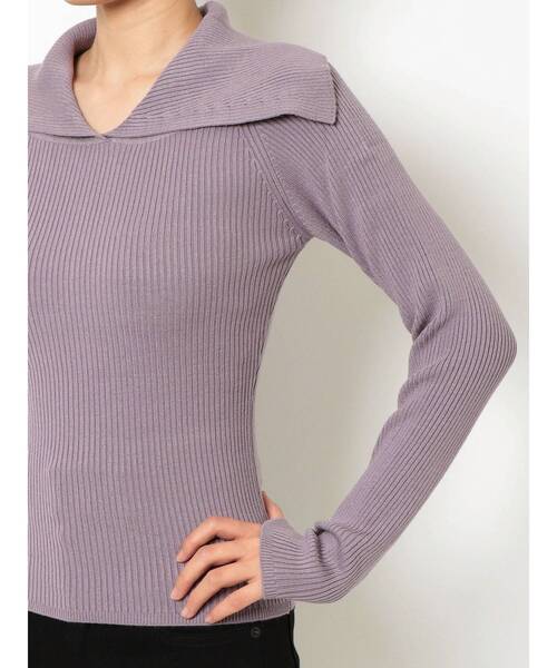 EMODA（エモダ）の「オーバーカラーデコルテニット（ニット/セーター・レディース・ブラック/パープル/グレー/ライム・FREE）」の11枚目の写真