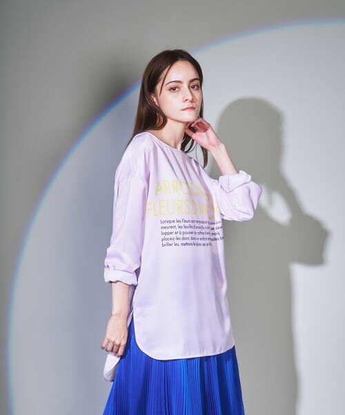 Diagram(ダイアグラム)の「レタードプリントトップ(Tシャツ/カットソー・レディース・ラベンダー/ホワイト・36)」の3枚目の写真