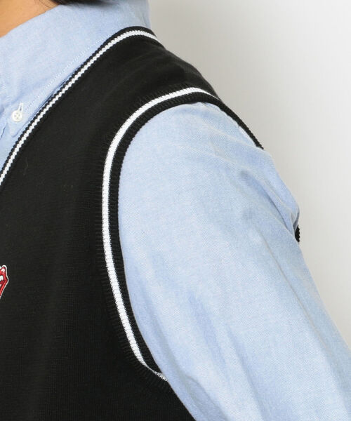 RAWLIFE(ロウライフ)の「BACK SPIN!/バックスピン!/The Rolling Stones Shoes LOGO KNIT VEST(ベスト・メンズ・レッド/ブラック・MEDIUM/LARGE/X-LARGE)」の9枚目の写真