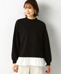 裏起毛レイヤード風モックネックプルオーバー