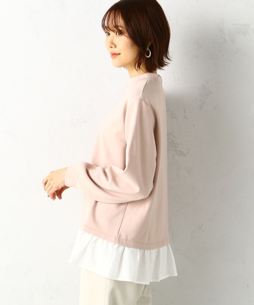 Petit Honfleur(プチオンフルール)の「裏起毛レイヤード風モックネックプルオーバー(Tシャツ/カットソー・レディース・ブラック/グリーン/ピンク・M/L)」の5枚目の写真