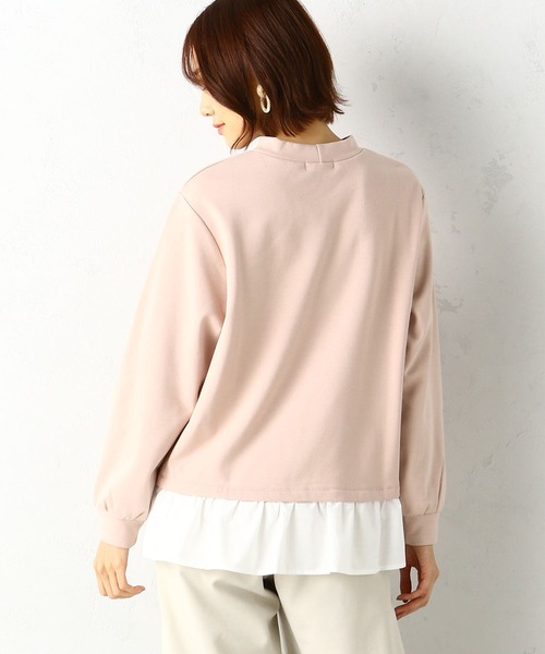 Petit Honfleur(プチオンフルール)の「裏起毛レイヤード風モックネックプルオーバー(Tシャツ/カットソー・レディース・ブラック/グリーン/ピンク・M/L)」の6枚目の写真