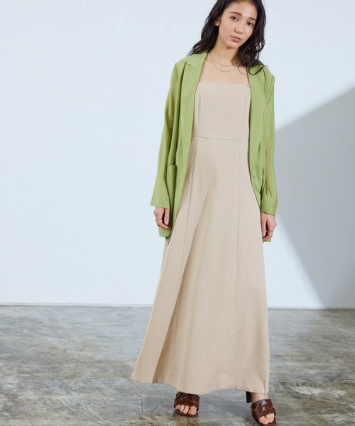 Pierrot（ピエロ）の「ツイルキャミワンピース（ワンピース・レディース・ブラック/杢グレー/ベージュ/ブラウン/グリーン・M/L/PM）」の12枚目の写真