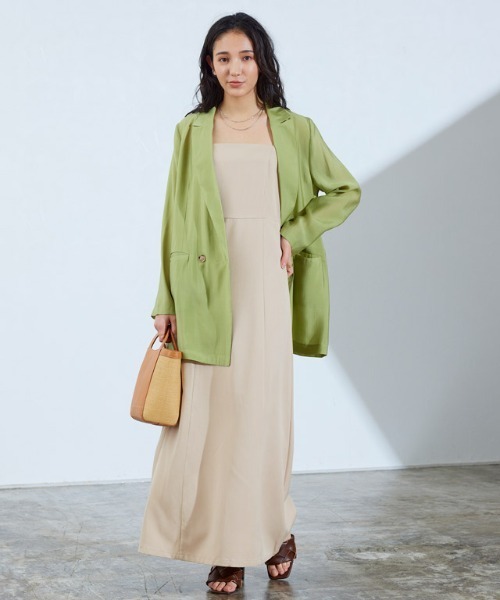 Pierrot（ピエロ）の「ツイルキャミワンピース（ワンピース・レディース・ブラック/杢グレー/ベージュ/ブラウン/グリーン・M/L/PM）」の13枚目の写真