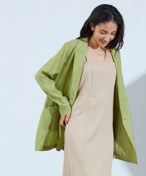 Pierrot（ピエロ）の「ツイルキャミワンピース（ワンピース・レディース・ブラック/杢グレー/ベージュ/ブラウン/グリーン・M/L/PM）」の14枚目の写真