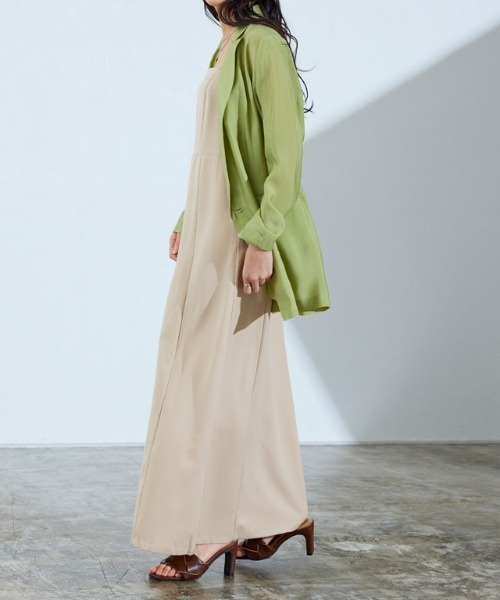 Pierrot（ピエロ）の「ツイルキャミワンピース（ワンピース・レディース・ブラック/杢グレー/ベージュ/ブラウン/グリーン・M/L/PM）」の15枚目の写真