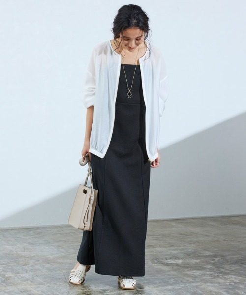 Pierrot（ピエロ）の「ツイルキャミワンピース（ワンピース・レディース・ブラック/杢グレー/ベージュ/ブラウン/グリーン・M/L/PM）」の18枚目の写真