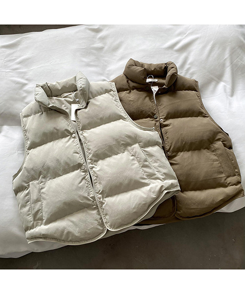 c.u.l（シーユーエル）の「シンプルオーバーサイズダウンベスト culw152（ダウンベスト・レディース・アイボリー/ブラック/ベージュ・M/L）」の13枚目の写真