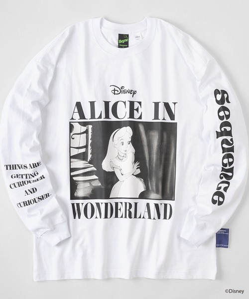 Disney(ディズニー)の「【Disney/ディズニー】ALICE IN WONDERLAND フォトプリントロンT/長袖Tシャツ(Tシャツ/カットソー・レディース・ホワイト/ブラック/ライトブルー・M/L)」の2枚目の写真