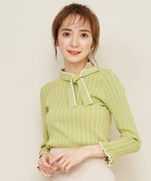 WILLSELECTION | 配色リボンネック七分袖ニット(ニット/セーター)