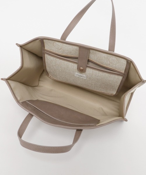 URBAN RESEARCH DOORS（アーバンリサーチドアーズ）の「パイピングスクエアバッグ（トートバッグ・レディース・チャコールグレー/ベージュ・ONE）」の4枚目の写真