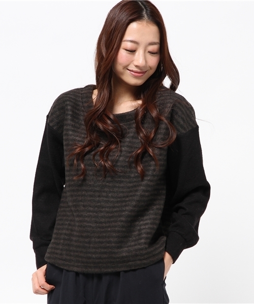 DISCOAT（ディスコート）の「【Discoat】ブークレシャギーちょび杢切替プルオーバー（Tシャツ/カットソー・レディース・アイボリー/ネイビー/その他19・ﾌﾘ-）」の3枚目の写真